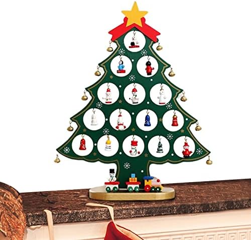 עץ חג המולד שולחן שולחן | עץ חג מולד עץ עץ עץ עץ עם קישוטי מיני בסיס עץ, קישוטי עץ חג המולד וינטג